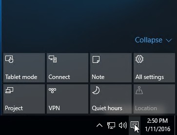 Windows 10 notifications and quick actions