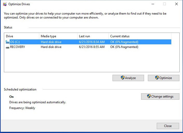 Defrag Win 10