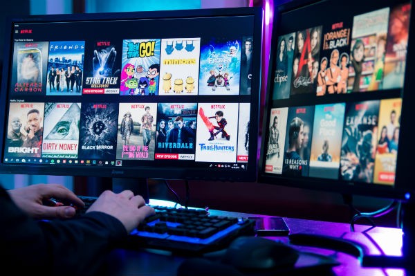 Netflix options on computer Dreamstime