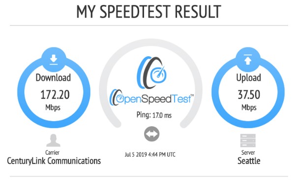 open speed test screenshot
