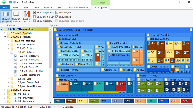TreeSize helps you free up drive space. Use it if you've ever thought, "How do I find out what's taking up memory on my computer?"