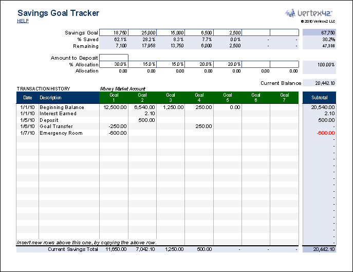 excel template goal tracking