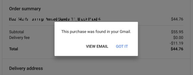 Gmail receipt purchase location