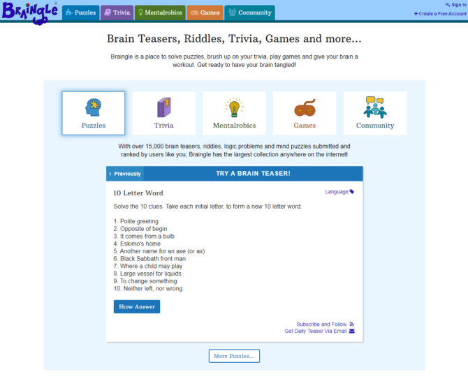 What is the name Brain teasers with answers, Iq test, Brain teasers