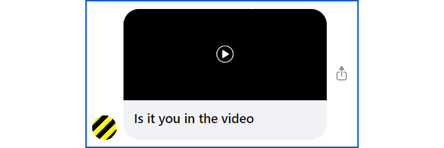 Facebook message with link to fake video.