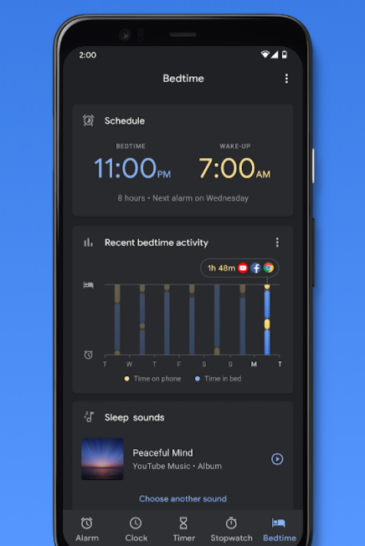 Clock bedtime Android