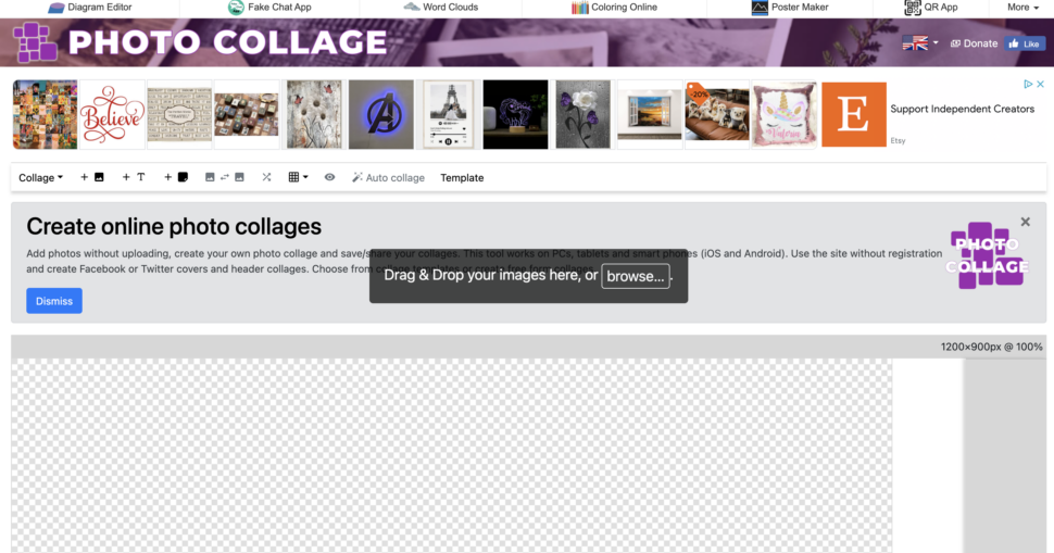 Create online photo collages 