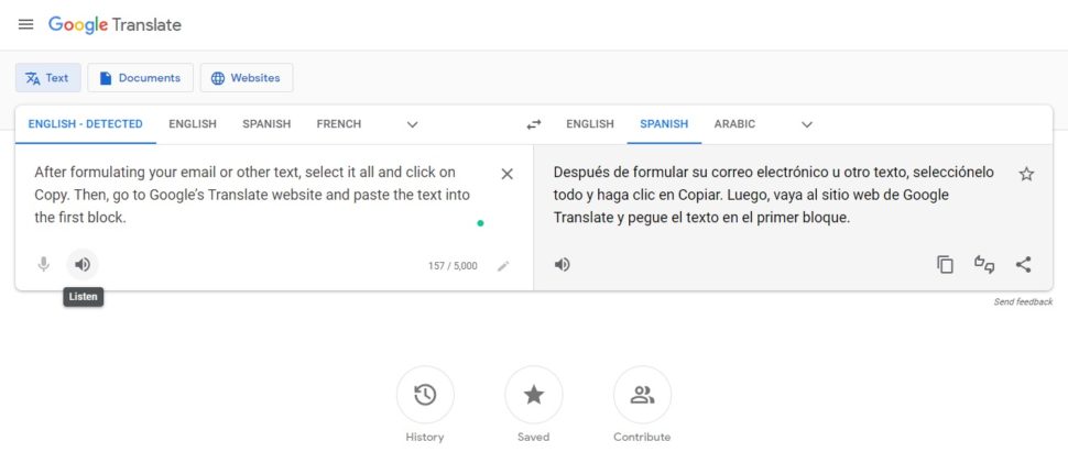 Google translate to check copy