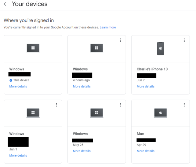Google Gmail devices