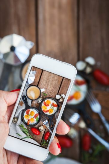 taking photos of food with smartphone