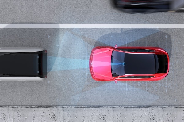 car automatic braking system seen from top view