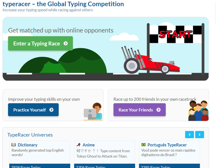 TypeRacer - Play Typing Games and Race Friends