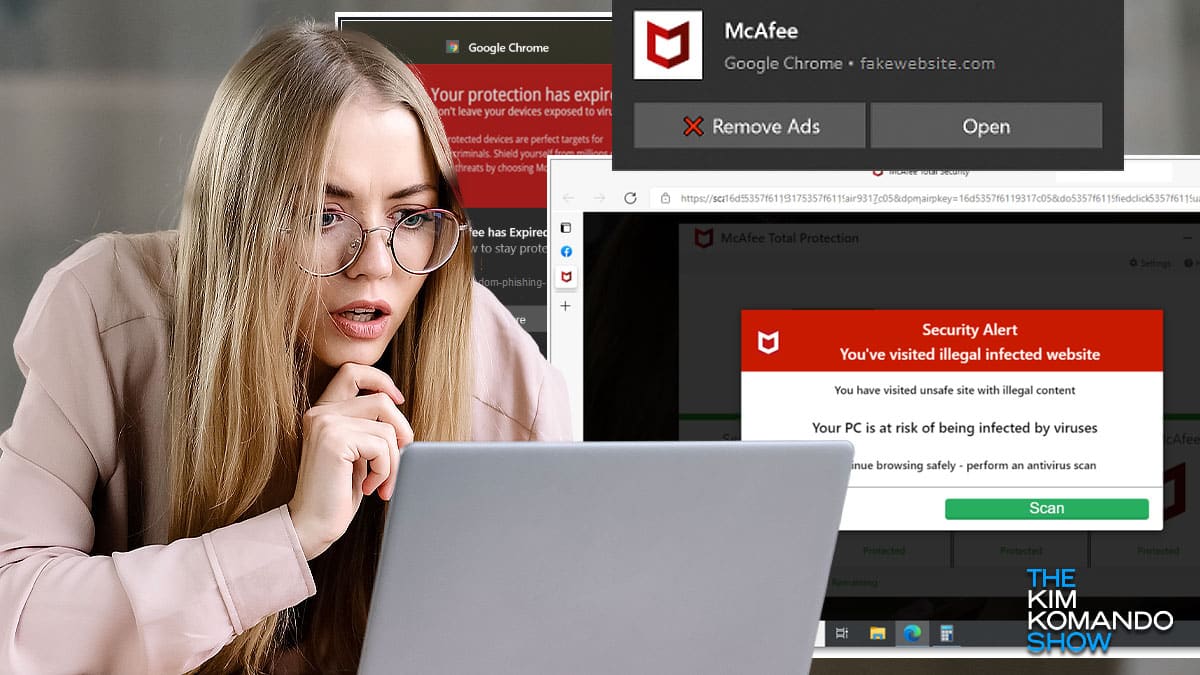 This pop-up warning you that your McAfee subscription expired is a