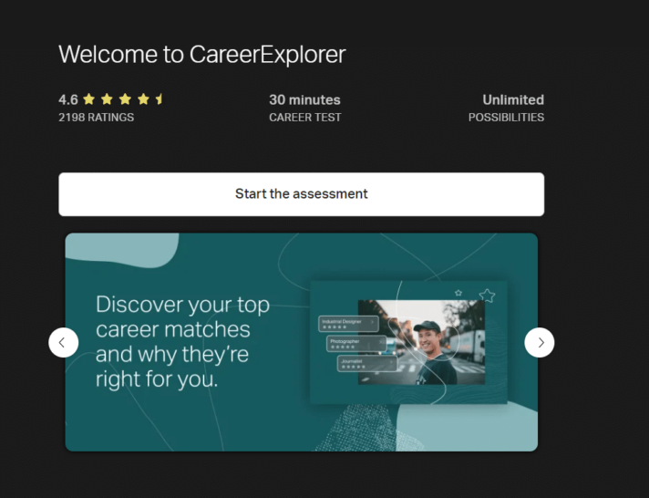 This is one of the best online career quizzes you can find. It has you answer a ton of questions about the types of careers you'd be interested in.