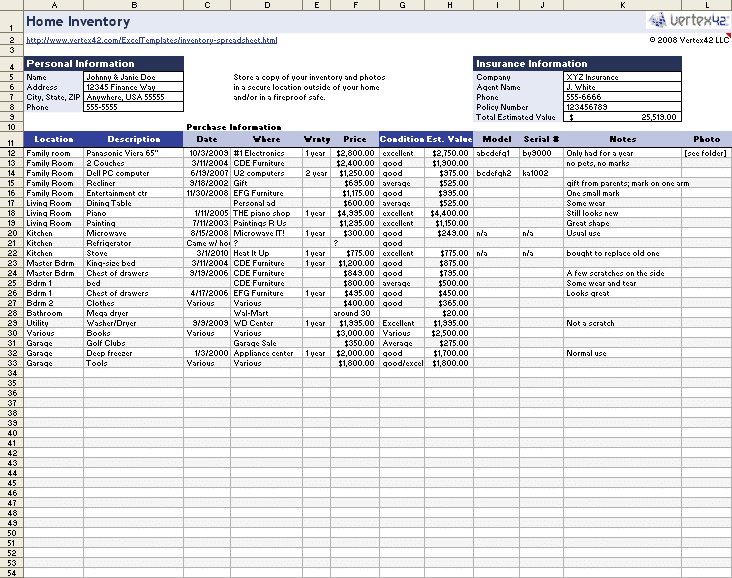 Home inventory spreadsheets to help you rule your roost in peace